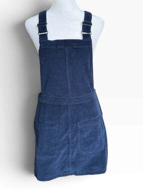 Retro Preppy Cooperative Urban Outfitters Navy Corduroy Overall Mini Skirt Sz S